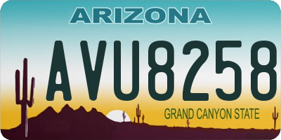AZ license plate AVU8258