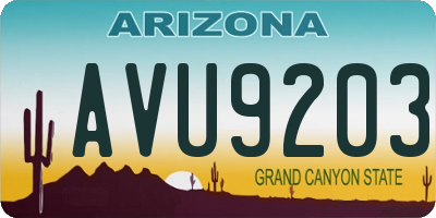 AZ license plate AVU9203