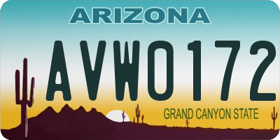 AZ license plate AVW0172