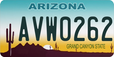 AZ license plate AVW0262