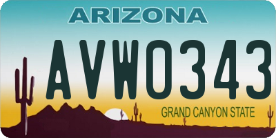 AZ license plate AVW0343