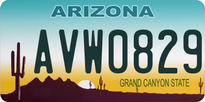 AZ license plate AVW0829