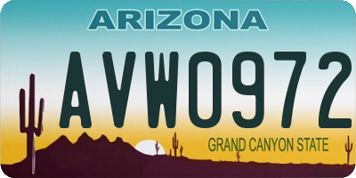 AZ license plate AVW0972