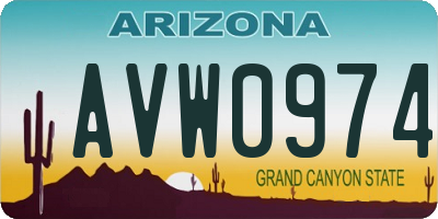 AZ license plate AVW0974