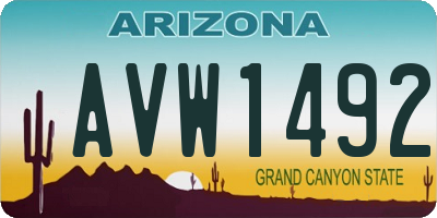 AZ license plate AVW1492