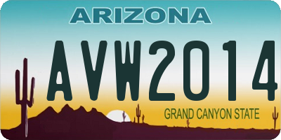 AZ license plate AVW2014