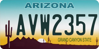 AZ license plate AVW2357