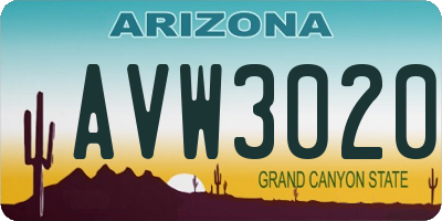 AZ license plate AVW3020