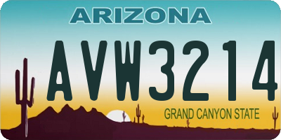 AZ license plate AVW3214