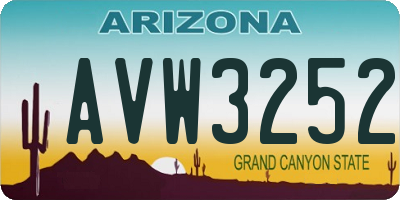 AZ license plate AVW3252