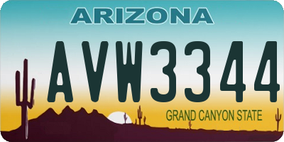 AZ license plate AVW3344