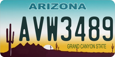 AZ license plate AVW3489