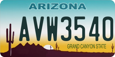 AZ license plate AVW3540