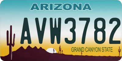 AZ license plate AVW3782
