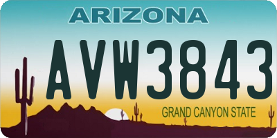 AZ license plate AVW3843