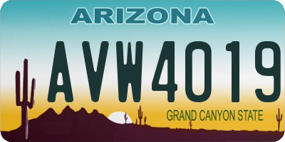 AZ license plate AVW4019