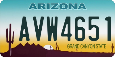 AZ license plate AVW4651