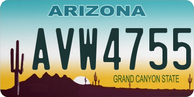 AZ license plate AVW4755