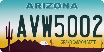 AZ license plate AVW5002