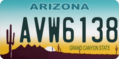 AZ license plate AVW6138