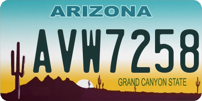 AZ license plate AVW7258