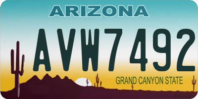 AZ license plate AVW7492