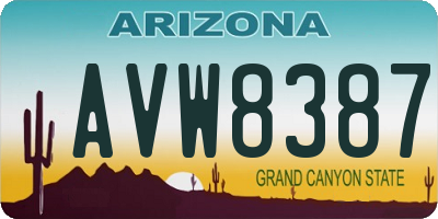 AZ license plate AVW8387