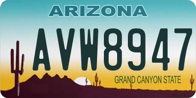 AZ license plate AVW8947