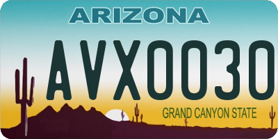 AZ license plate AVX0030