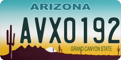 AZ license plate AVX0192