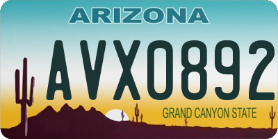 AZ license plate AVX0892
