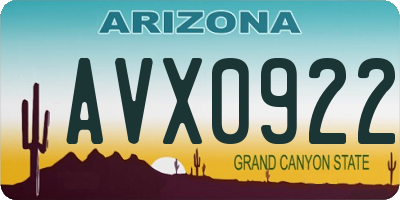 AZ license plate AVX0922