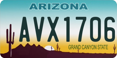 AZ license plate AVX1706