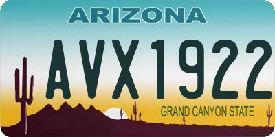 AZ license plate AVX1922