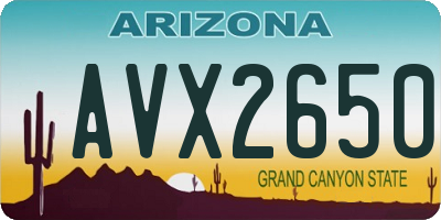 AZ license plate AVX2650