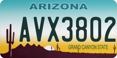 AZ license plate AVX3802