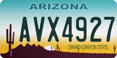 AZ license plate AVX4927