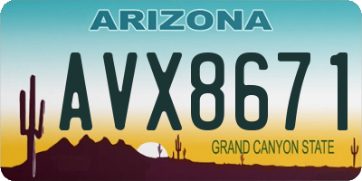 AZ license plate AVX8671