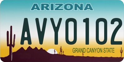 AZ license plate AVY0102