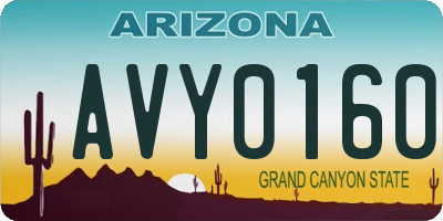 AZ license plate AVY0160