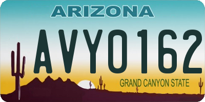 AZ license plate AVY0162