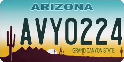 AZ license plate AVY0224