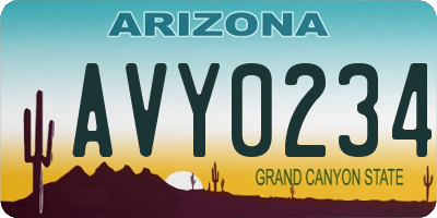AZ license plate AVY0234