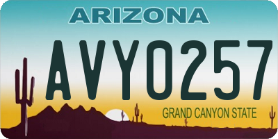 AZ license plate AVY0257