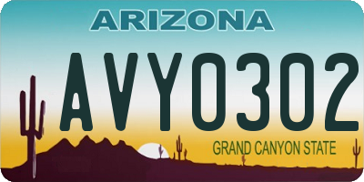AZ license plate AVY0302