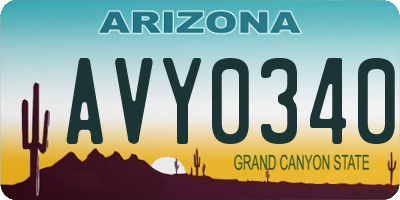 AZ license plate AVY0340