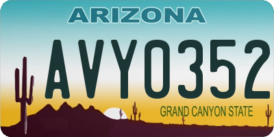AZ license plate AVY0352