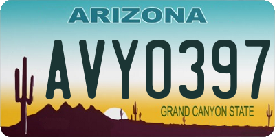 AZ license plate AVY0397