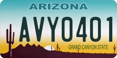AZ license plate AVY0401