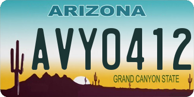 AZ license plate AVY0412